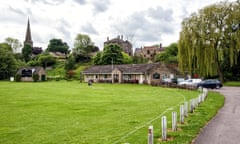 Masham cricket ground with the town and church in the background