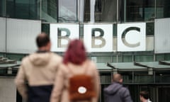 People walk towards the entrance of BBC Broadcasting House in Portland Place, London.