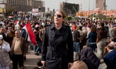 Sunday Times, US born, war reporter Colvin, has been killed in Homs, Syria<br>epa03116107 Handout photo issued on 22 February 2012 by the Sunday Times, shows Marie Colvin, covering Egyptians' uprising in Tahrir square, Cairo, Egypt, 04 February 2011. Sunday Times, US born, war reporter Colvin, has been killed in Homs, Syria, 22 February 2011, along with French photojournalist Remi Ochlik, when a makeshift media centre set up by anti-regime activists in the Baba Amr district was shelled by guvernmental forces. EPA/IVOR PRICKETT/THE SUNDAY TIMES/HO HANDOUT -- EDITORIAL USE ONLY -- NO SALES