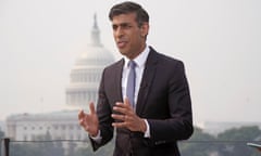 Rishi Sunak talks to the media during his visit to Washington DC on 7 June.