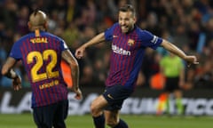 Jordi Alba celebrates his side’s second goal.