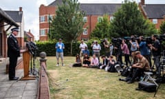 Deputy Chief Constable of Wiltshire Police Paul Mills makes a statement to the press outside The Bowman Centre after Wiltshire Police declared a major incident after a man and woman were exposed to an unknown substance on July 4, 2018 in Amesbury, England