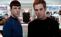 Zachary Quinto and Chris Pine as Spock and Kirk