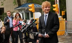 Ed Sheeran speaks to the media after after his copyright trial