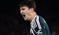 Harry Maguire reacts during the Premier League match between Sheffield United and Manchester United at Bramall Lane
