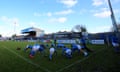 A much changed Macclesfield Town team warm up before their FA Cup defeat at home to Kingstonian last month.