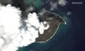 A satellite image shows the Hunga Tonga-Hunga Ha'apai volcano before its main eruption, in Hunga-Tonga-Hunga-Ha'apai, Tonga, December 24, 2021. Picture taken December 24, 2021.  Satellite Image ©2022 Maxar Technologies/Handout via REUTERS    THIS IMAGE HAS BEEN SUPPLIED BY A THIRD PARTY. NO RESALES. NO ARCHIVES. MANDATORY CREDIT. DO NOT OBSCURE LOGO.