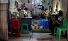 Two women work in a jewellery workshop, Myanmar.