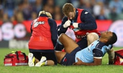 Kurtley Beale suffered what is feared to be a season-ending knee injury in the Waratahs’ 31-8 Super Rugby win over the Bulls, just a day after the Wallabies star signed a lucrative deal to join Wasps.