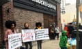 FILE – In this April 15, 2018, file photo, demonstrators protest outside the Starbucks cafe in Philadelphia where two black men were arrested three days earlier for waiting inside without ordering anything. On Tuesday, May 29, 2018, the company plans to close more than 8,000 stores nationwide to conduct anti-bias training, a move intended to show how serious the company is about living up to its now tarnished image as a neighborhood hangout where all are welcome. (AP Photo/Ron Todt, File)