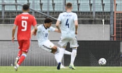 Che Adams scores what turns out to be the only goal of the game as Scotland won 1-0 in Luxembourg.