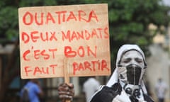 Opposition protest against Ivory Coast President Alassane Ouattara’s decision to run for a third term at elections in October.