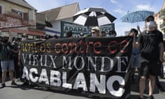 Black Lives Matter protesters gathered in Persan, France, during July to commemorate the anniversary of the death of Adama Traore, who died in police detention in 2016.