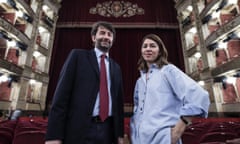 Sofia Coppola with the Italian minister of culture, Dario Franceschini, during a rehearsal for La Traviata.