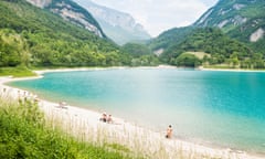 blu-green Tenno lake, near Riva del Garda, Trentino, Italy