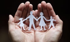 Paper chain family protected in cupped hands<br>BT1918 Paper chain family protected in cupped hands