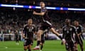 Mexico's Gerardo Arteaga celebrates scoring his side's opening goal against Jamaica