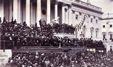 Abraham Lincoln delivering his second inaugural address in 1865.