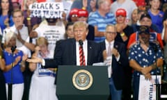 BESTPIX - President Trump Holds Rally In Phoenix, Arizona<br>PHOENIX, AZ - AUGUST 22: U.S. President Donald Trump gestures to the crowd as he speaks to supporters at the Phoenix Convention Center during a rally on August 22, 2017 in Phoenix, Arizona. (Photo by Ralph Freso/Getty Images) *** BESTPIX ***