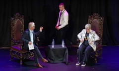 Security on stage as Graham Spiers interviews the MP Joanna Cherry at the New Town theatre, Edinburgh.