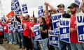 Striking UAW members from a GM plant in Lansing, Michigan, in September. 