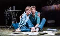 Nightfall at The Bridge theatre, May 2018 l-r Claire Skinner (Jenny) and Sion Daniel Young (Ryan). Photo by Manuel Harlan
