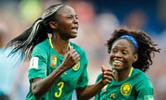 Nchout Njoya Ajara celebrates after scoring a dramatic winner against New Zealand that earned Cameroon a last-16 tie against England.