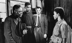 Dignity and idealism … from left, Canada Lee, Sidney Poitier, Michael Goodliffe and Vivien Clinton in Cry, the Beloved Country.