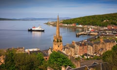A car ferry arrives at Rothesay, Isle of Bute.