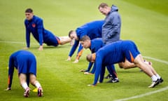 Ronald Koeman during a training session before the Netherlands’ first match