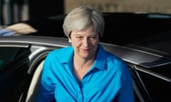 Theresa May arriving in Birmingham for the annual Conservative party conference on Saturday. 