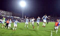Serie A - SPAL vs Juventus<br>Soccer Football - Serie A - SPAL vs Juventus - Paolo Mazza, Ferrara, Italy - March 17, 2018 Spal players celebrate after the match REUTERS/Alberto Lingria