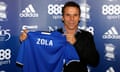 Birmingham City manager Gianfranco Zola poses with a Birmingham City shirt after the press conference<br>Britain Soccer Football - Birmingham City - Gianfranco Zola Press Conference - St Andrews - 15/12/16 Birmingham City manager Gianfranco Zola poses with a Birmingham City shirt after the press conference  Action Images via Reuters / Carl Recine Livepic EDITORIAL USE ONLY.