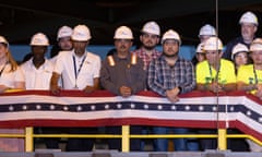 Workers at the Philly Shipyard in Philadelphia to listen to a speech by Joe Biden in July.