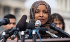 FILES-US-ISRAEL-PALESTINIAN-POLITICS-CONGRESS<br>(FILES) In this file photo taken on February 7, 2019 US Representative Ilhan Omar, Democrat of Minnesota, speaks during a press conference calling on Congress to cut funding for US Immigration and Customs Enforcement (ICE) and to defund border detention facilities, outside the US Capitol in Washington, DC. - Ilhan Omar, one of the first two Muslim women in the US Congress, drew stern rebukes from Republicans and fellow Democrats on February 11, 2019 after suggesting US support for Israel is fueled by money from the pro-Israel lobby AIPAC. The Minnesota freshman has faced criticism for weeks over her positions on the Jewish state, but it boiled over late Sunday after she reacted to a Republican critic in a tweet. (Photo by SAUL LOEB / AFP)SAUL LOEB/AFP/Getty Images