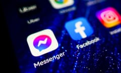 Messenger, Facebook and Instagram app logos on a mobile phone screen