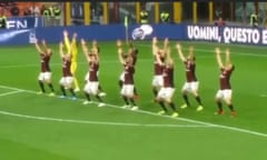 Italian football club AC Milan were filmed appearing to perform a 'haka' before their match against Carpi. The bizarre imitation of the tribal dance usually performed by the New Zealand rugby teams was actually a bunch of actors dressed  to look like the players as a marketing tool for a cosmetic brand.