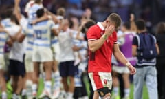 Dan Biggar walks off the pitch after Wales’s defeat to Argentina.