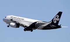 Airborne Air New Zealand passenger plane