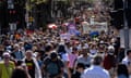 Supporters of the “yes” campaign are saSupporters of the “yes” campaign are seen during a walk for the Yes vote event in Melbourneeen during a walk for the Yes vote event in Melbourne, Sunday, September 17, 2023. (AAP Image/Diego Fedele) NO ARCHIVING