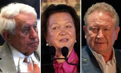 Harry Triguboff, Gina Rinehart and Andrew Forrest