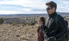 Actors Isabela Moner and Benicio del Toro in the film Sicario 2