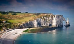 The cliffs, rock arch and beach at Étretat