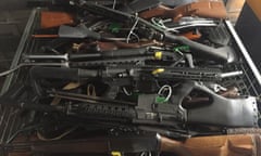 Collected firearms are seen in Christchurch, New Zealand. 