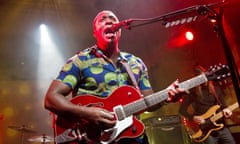 Bloc Party Perform In Berlin<br>BERLIN, GERMANY - JANUARY 24: Singer Kele Okereke of the British band Bloc Party performs live during a concert at the Schwuz on January 24, 2016 in Berlin, Germany. (Photo by Frank Hoensch/Redferns)