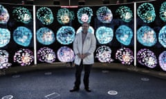 José Polo, team leader at Monash University, Australia, with large-screen images of blastoids