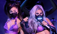 BESTPIX 2020 MTV Video Music Awards - Show<br>BESTPIX: UNSPECIFIED - AUGUST 2020: (L-R) Ariana Grande and Lady Gaga perform during the 2020 MTV Video Music Awards, broadcast on Sunday, August 30th 2020. (Photo by Kevin Winter/MTV VMAs 2020/Getty Images for MTV)