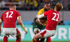 Australia’s Samu Kerevi was penalised for his challenge with Wales fly-half Rhys Patchell during their World Cup match.