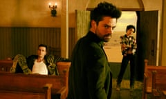 Preacher: Joseph Gilgun as Cassidy, Dominic Cooper as Jesse Custer and Ruth Negga as Tulip O’Hare.