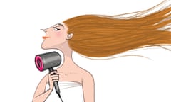 Woman with hairdryer